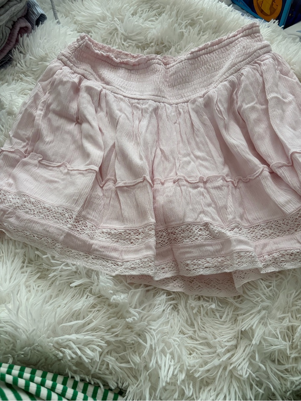 Hollister Light Pink Lace-Trim Tiered Skirt